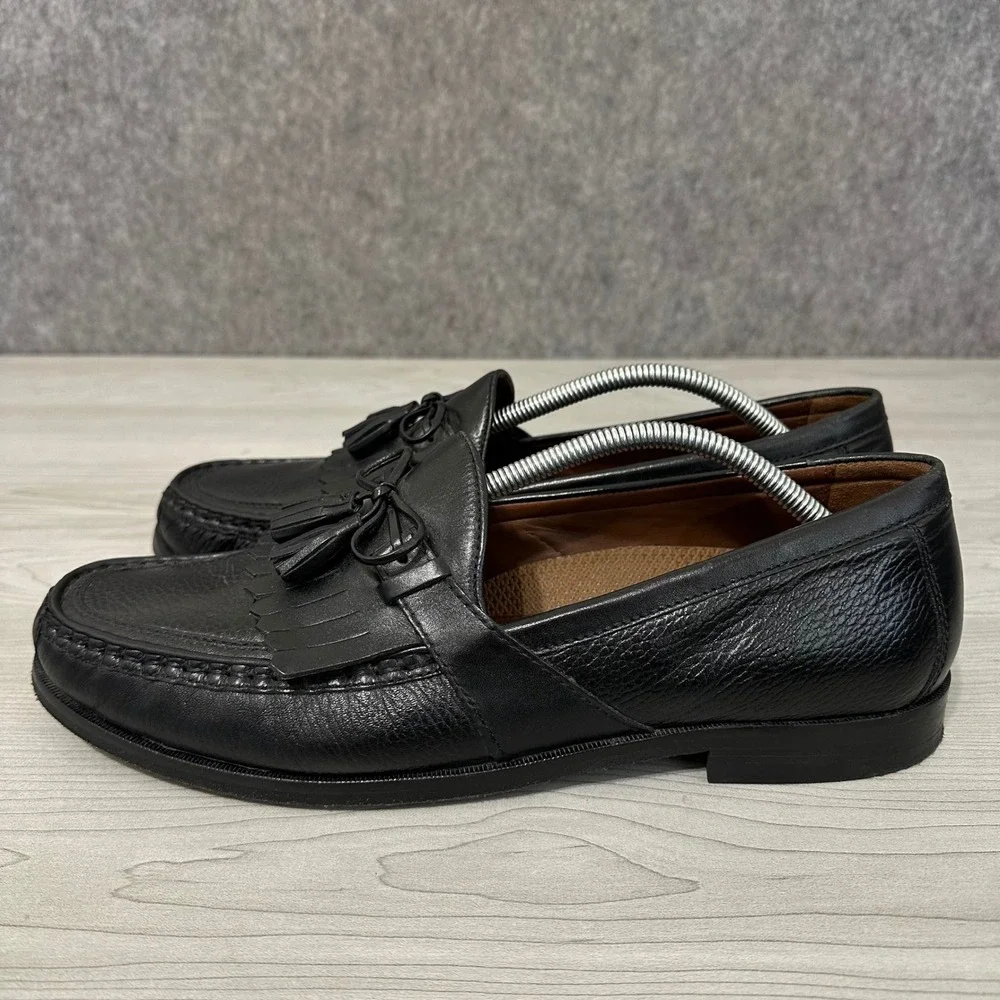 Johnston & Murphy Aragon II Loafers Mens 12 Black Kiltie Tassel Leather Dress